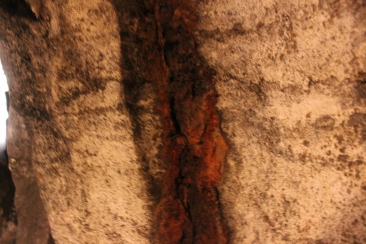 Red iron oxide on the walls of the mines